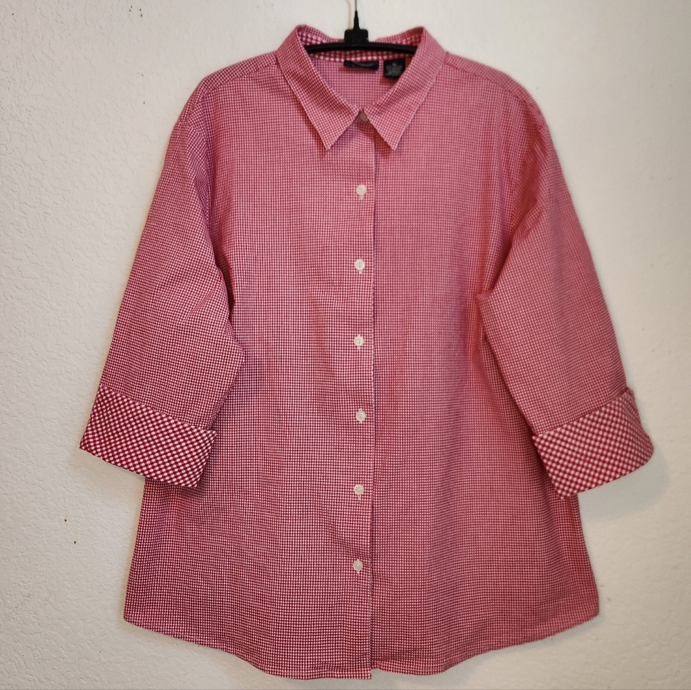 Sonoma‎ Red & White Gingham Button-Up Shirt, Size 1X